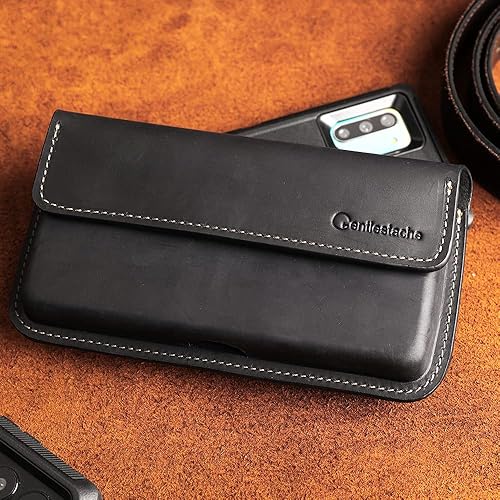 Miniatura 6 de Gentlestache Funda grande de cuero para iPhone 14 Pro 13 Pro, funda con tapa para Galaxy S23 S22, soporte para cinturón con clip, funda protectora
