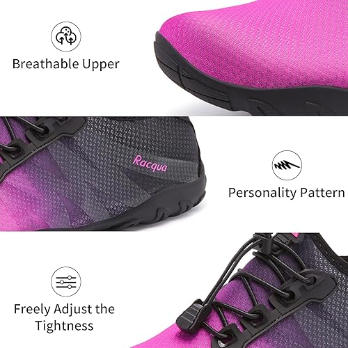 Miniatura 4 de Racqua Zapatos de agua para hombres y mujeres, secado rápido, colores degradados, descalzos, acuáticos, atléticos, natación, surf, playa, zapatos