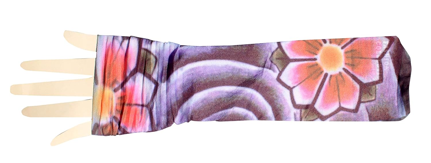 Full Funk Fake Tattoo or Arm Protector Cover Biker Stretch Tube Pair Violet, Violet, Small