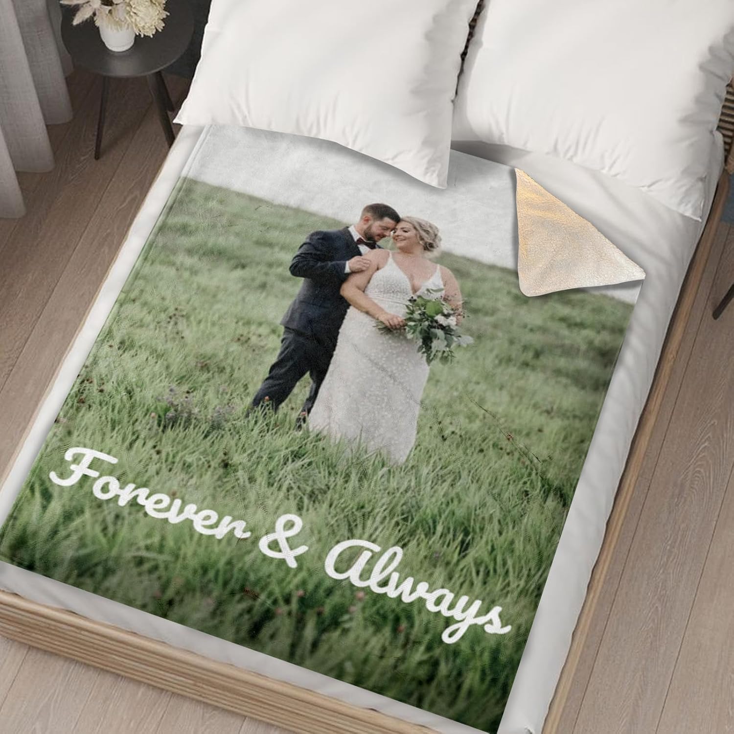 Custom Sherpa Fleece Photo Blanket - Soft Thick Warm Fluffy Throw for Couch, Bed - Customized Tapestry Blanket Family Winter Gifts for Couples, Mom, Dad, Kids - Color01