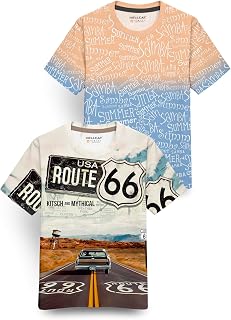 HELLCAT Trendy Front & Back Graphic Printed Cotton Blend Half Sleeve Premium Round Neck Tshirt for Boys - Pack of 2 Price In India