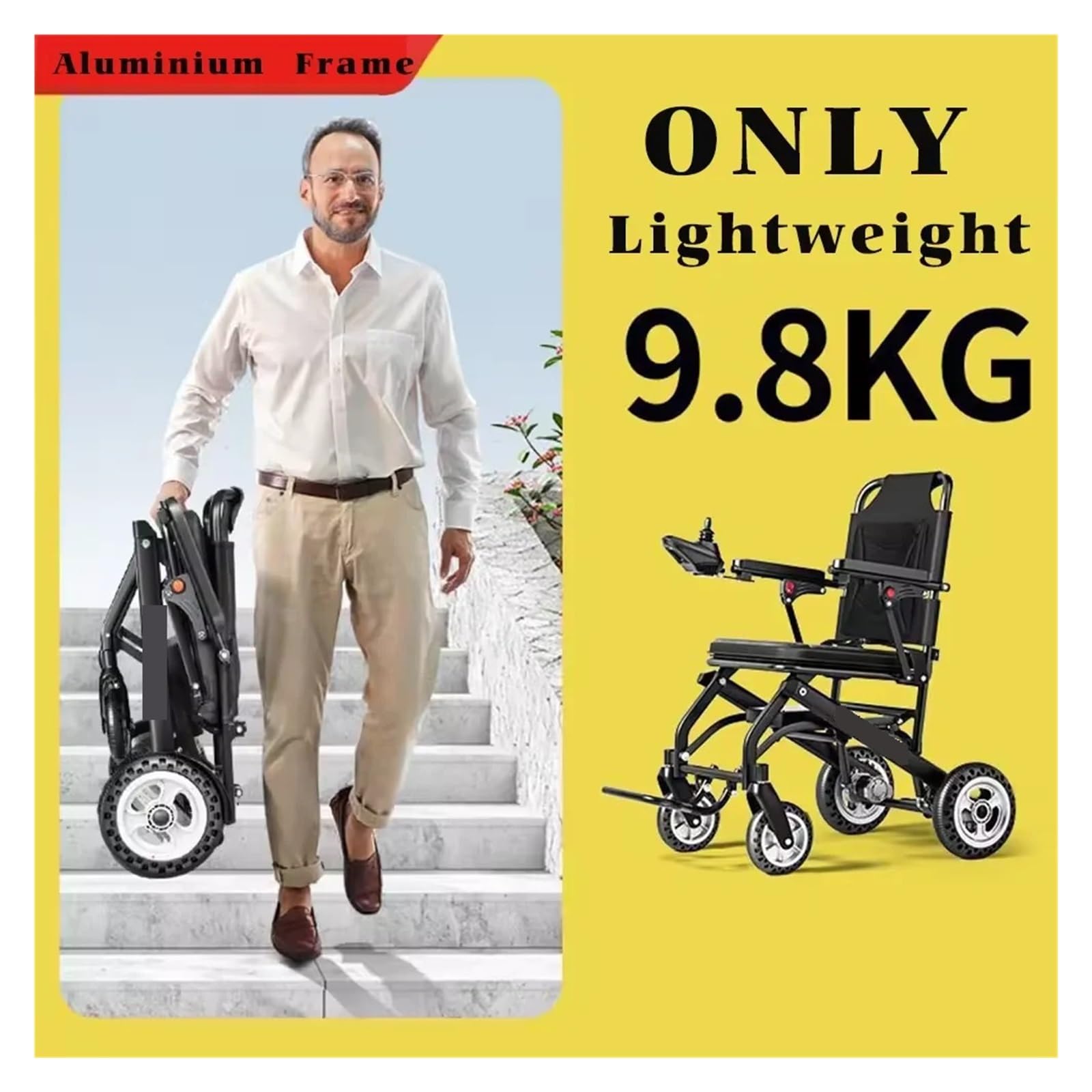 Silla De Ruedas Eléctrica 9,8 Kg, Portátil Ultraligera, Se Puede Plegar En El Avión, Scooter Inteligente Automático DireccióN Suave Y Precisa
