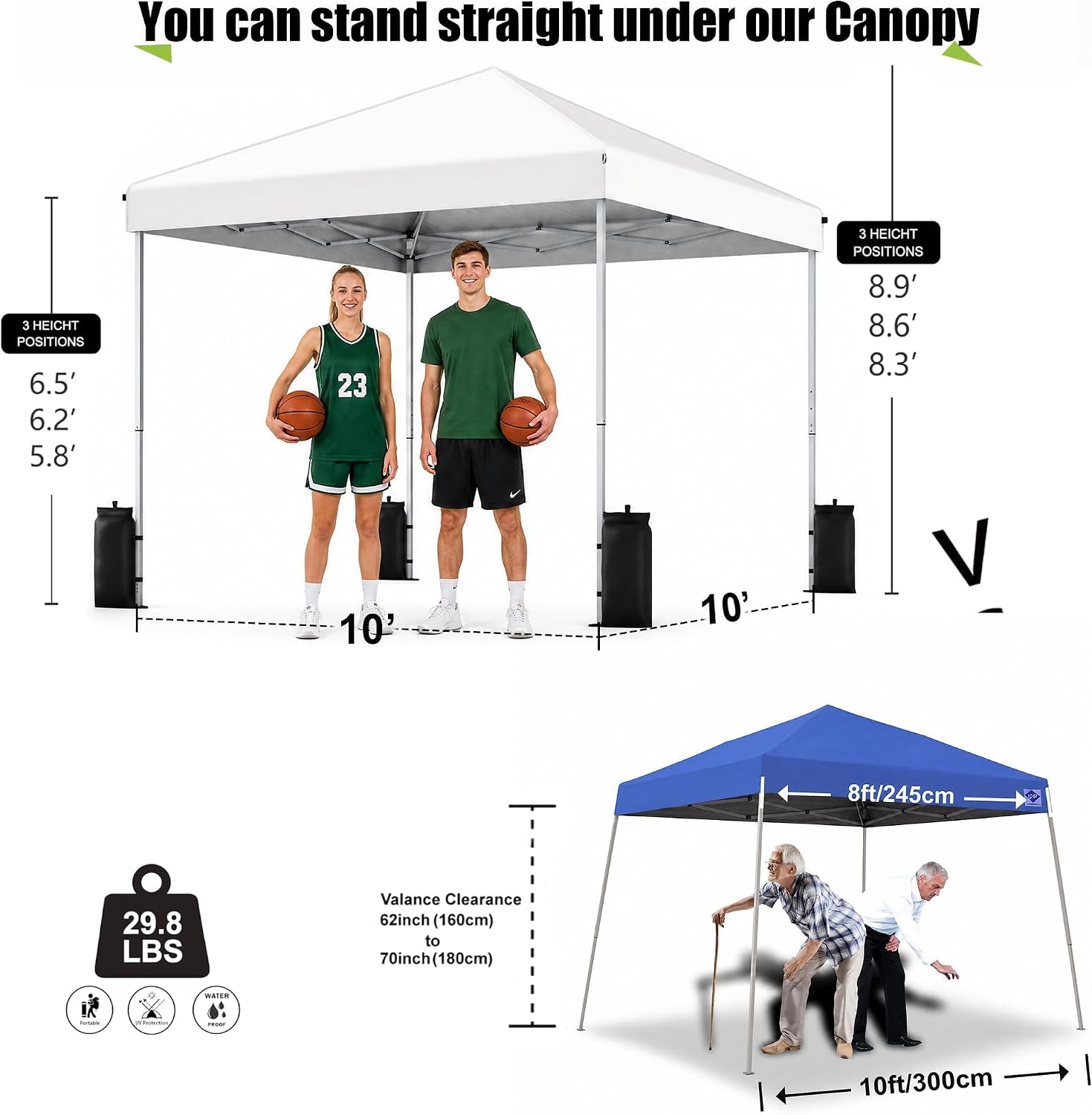 SANWAY 10x10 Pop Up Canopy Tent, One Push One Person Setup, Crisp White image 3