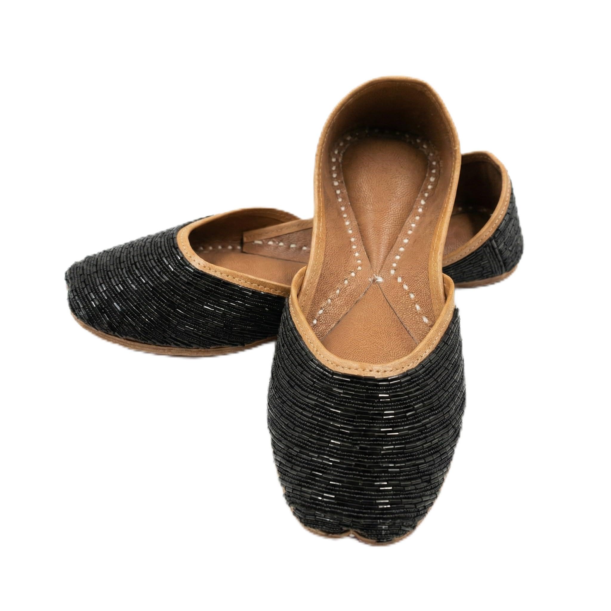 Kaira Handmade Black Sequin Embroidery Punjabi Jutti/Mojari for Women, Girls | Modern Glam | Model C4-image-35