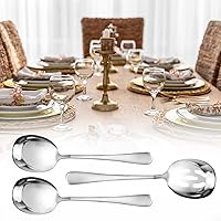 Vista 7 de 3 Pcs Large Serving Spoons Set, Stainless Steel Serving Spoon, Serving Utensil Large Serving Tablespoons Long Handle Soup Spoons, Serving Spoons Set
