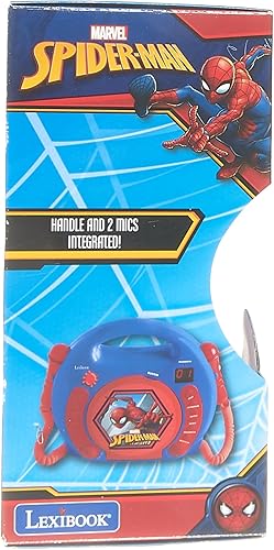 Vista 10 de Lexibook Marvel Spider-Man Peter Parker - Reproductor de CD para niños con 2 micrófonos de juguete, conector para auriculares, con baterías, azul