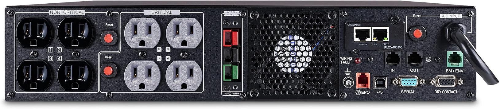CyberPower PR1500RTXL2UN Smart App Sinewave UPS System, 1500VA/1500W, 8 Outlets, 2U Rack/Tower, RMCARD205 Pre-Installed, EBM Option, Black