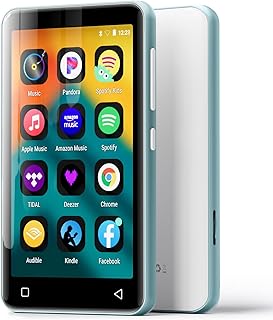 innioasis 80GB MP3 Player with Bluetooth and WiFi, MP3 Player for Kids with Spotify, Spotify Kids, Pandora, Audible, 4.0" Touch Screen Music Player with Parental Controls, Up to 1TB (White+ Sky-Blue)