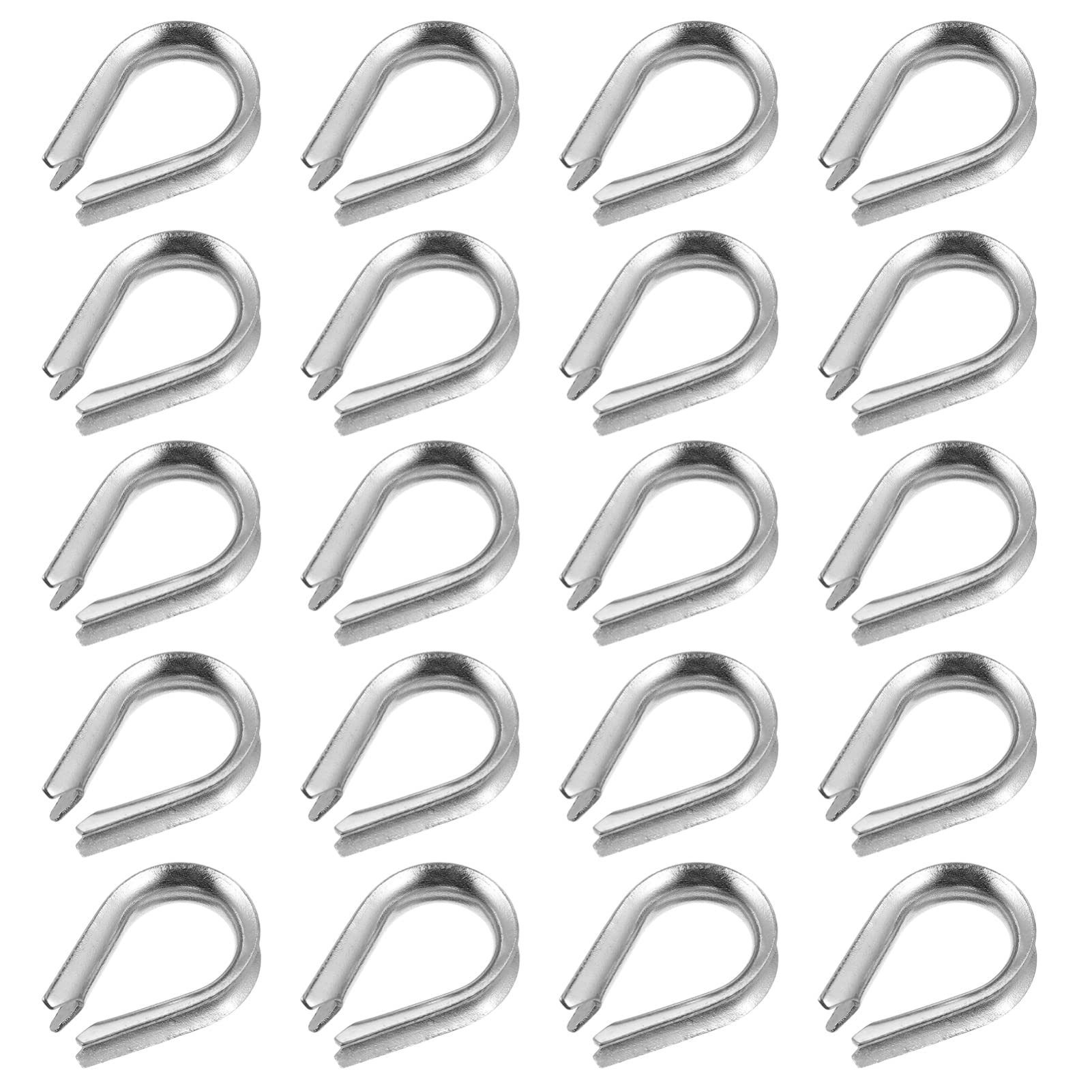 MUSISALY 20pcs Wire Rope Sleeves Steel Cable Railing Kit Electrical Cord Wire Rope Thimbles Electrical Wire Rope Cable Thimbles Riggs Wire Rigging Rope Tube Thimble Silver Stainless Steel