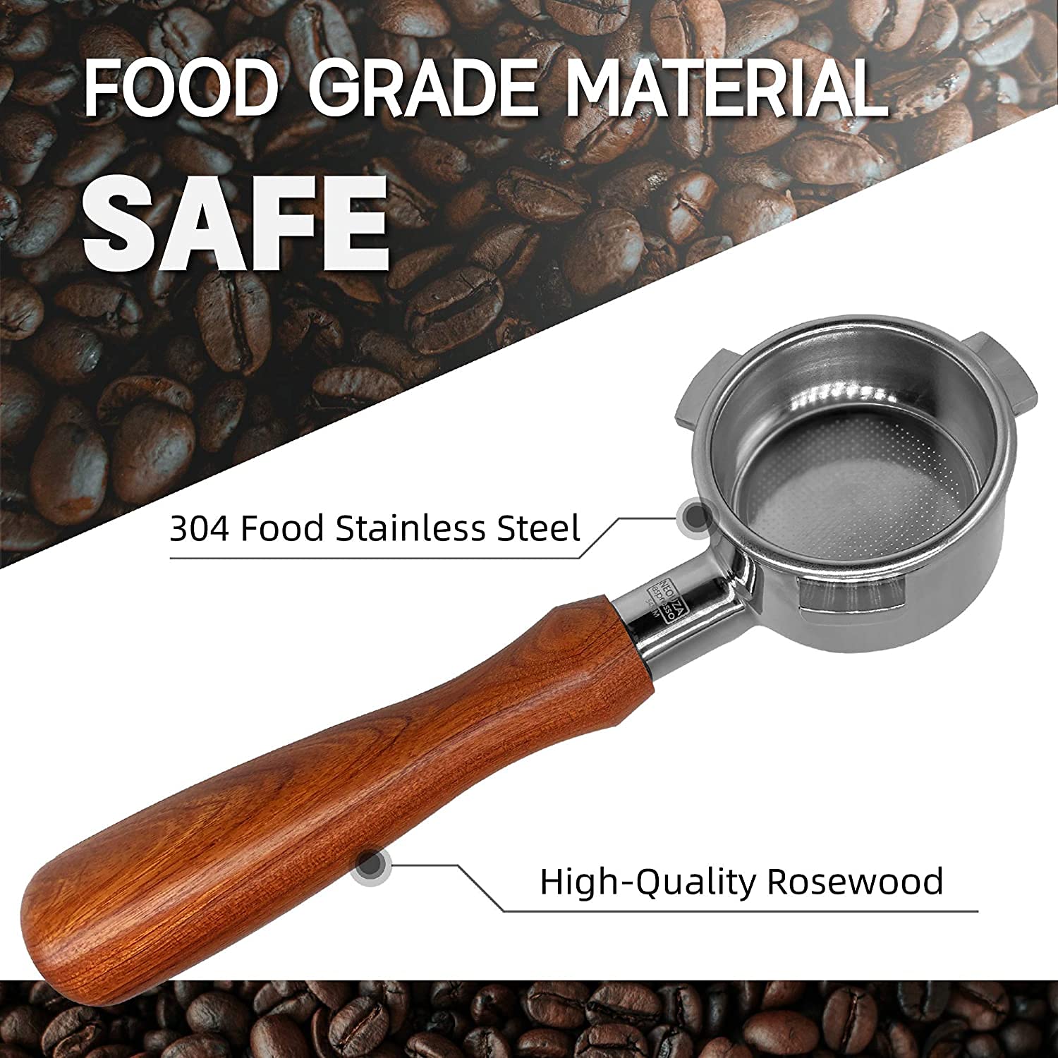 NEOUZA Portafiltro sin fondo de 54 mm compatible con Breville Sage Coffee Espresso Machine 870/875/878/880, cesta de filtro, cuchara, alfombrilla de manipulación, cepillo
