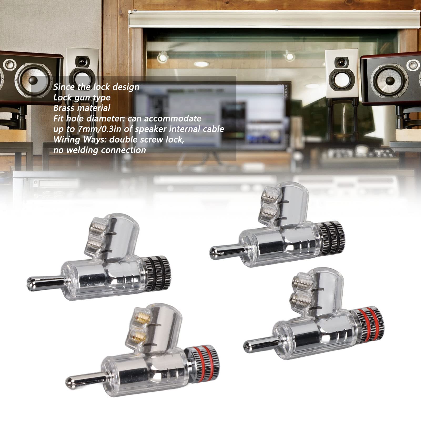 Spina A Banana, 4 Pezzi BA1403R Connettori A Banana Impilabili Con Bloccaggio Ad Angolo Spine A Banana Per Altoparlanti Placcati In Rodio, Per Cavo Dell'altoparlante, Ricevitore AV, Amplificatore, Suo - Foto 9