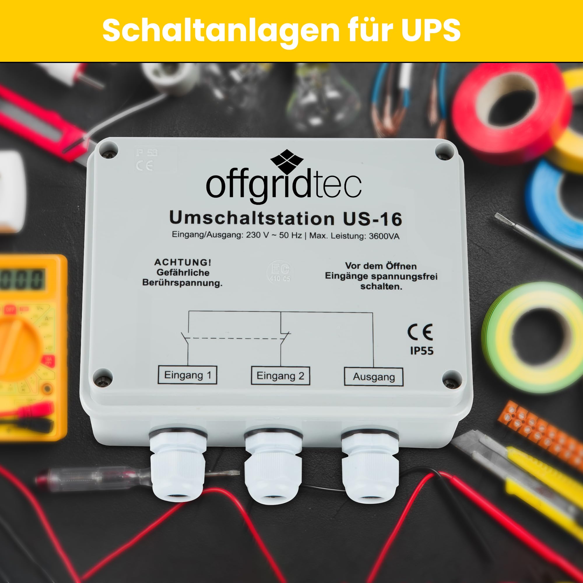 Offgridtec Stazione di commutazione per circuito prioritario di rete US-16, 230 V, 16 A, 3600 W
