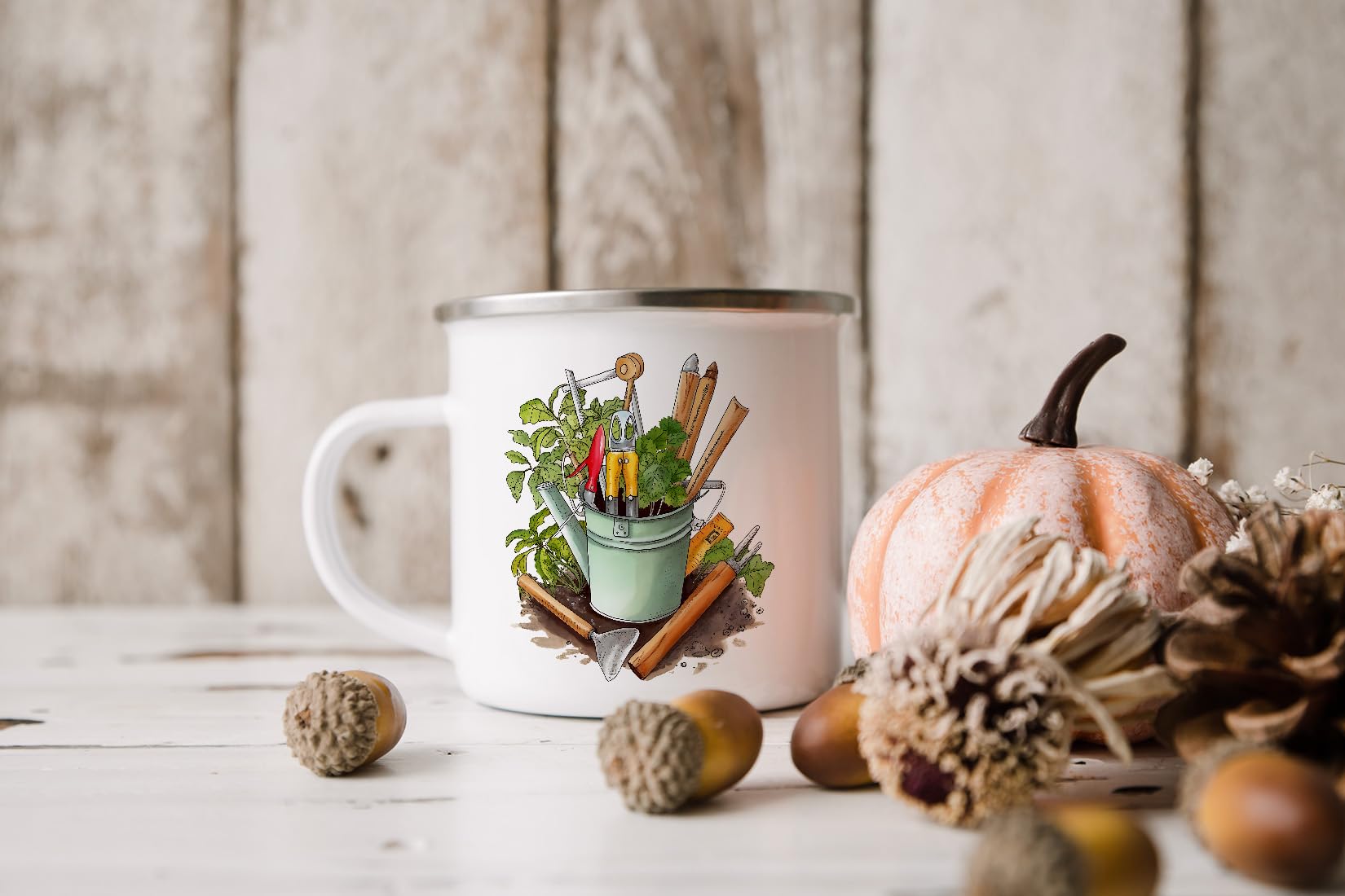 MAXIKIWI - Durable Enamel Coffee or Tea Camping Mug for Indoor Outdoor Use - Gardening Collection - 350ml - Image 5