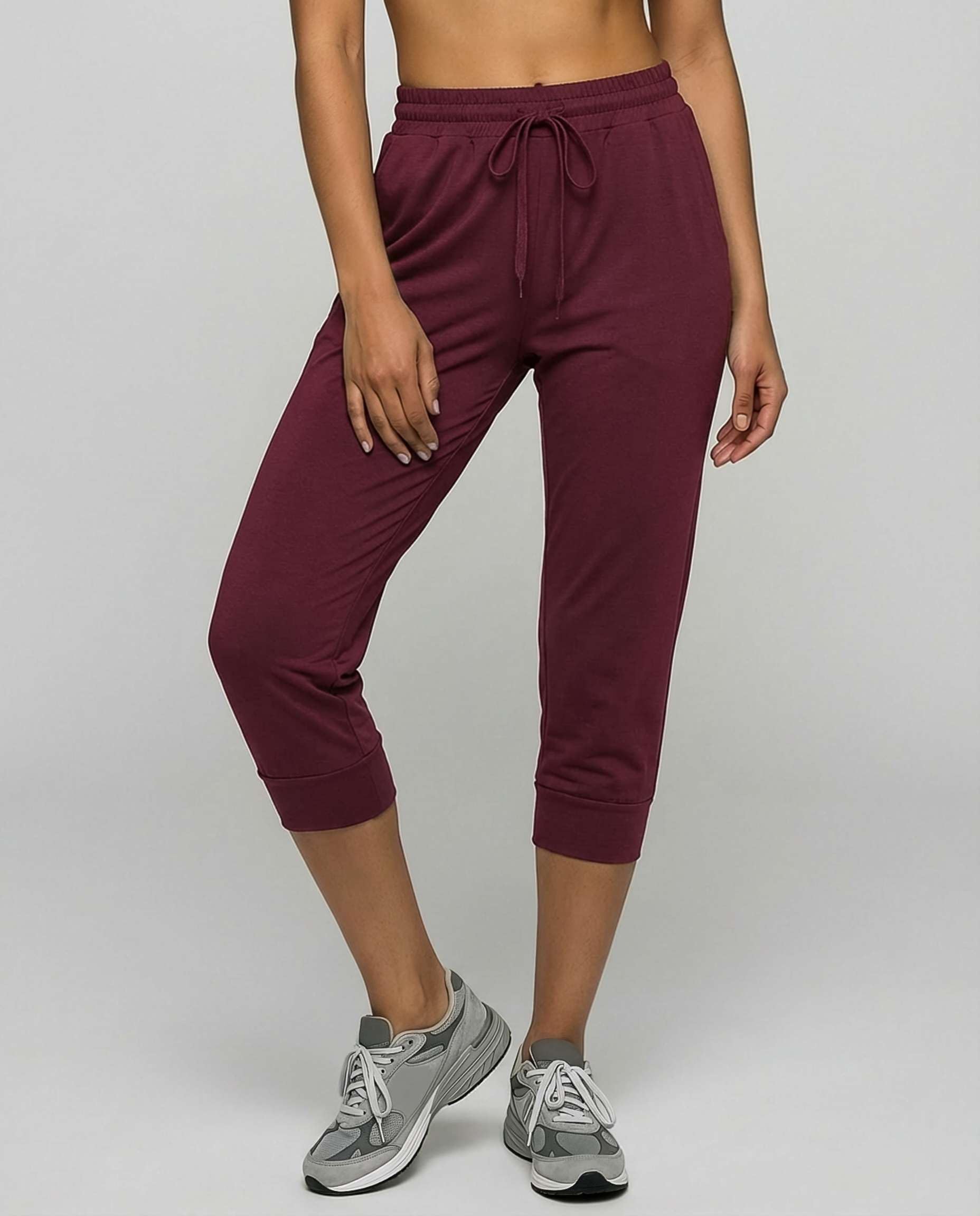 Real Essentials 3-Pack: Women's Capri Joggers Cuffed Athletic Casual Soft Sweatpants with Pockets (Available in Plus Size)