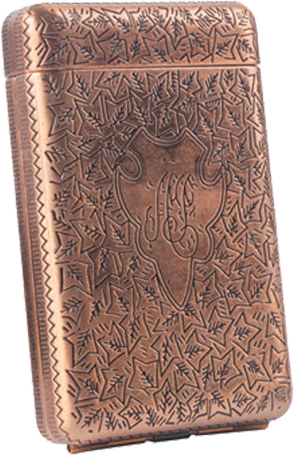 Metal Cigarette Case, Zinc Alloy Creative Three-Sided Carving,Can Hold 14 84mm Cigarettes, Three-Fold Design, Portable Storage Box,Classical European Style,Suitable for Men and Women,Copper