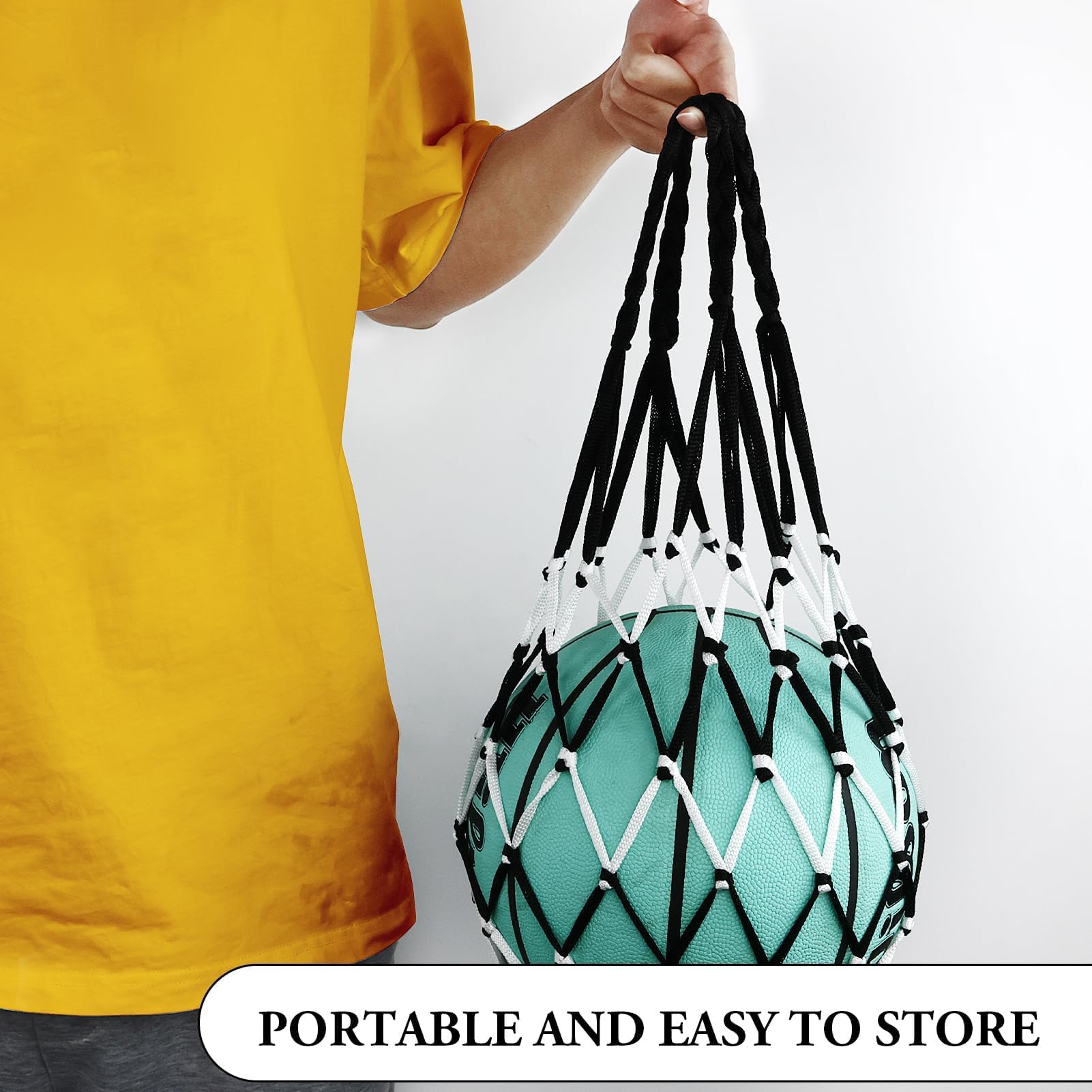 Bolsas de malla para baloncesto, red portátil para pelotas, resistente, negro/rojo+negro blanco