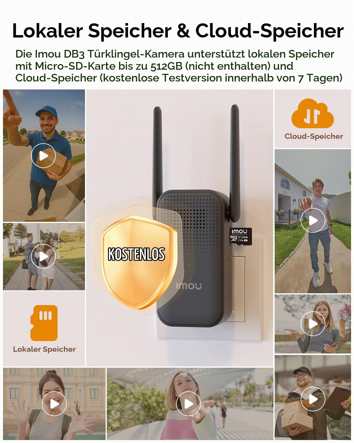 Imou 4MP Panoramic Doorbell DB3 KIT, Video-Türklingel 2K+ WiFi mit Klingel, 4MP Nachtsicht 5m, KI-Paketerkennung App-Benachrichtigung, Kopf-zu-Fuß Panoramablick, Zwei-Wege-Audio