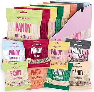 Pändy zuckerfreie Gummibärchen mit 100% Geschmack - 8x 50g Probierpaket - zuckerfreie Süssigkeiten (<1g Zucker) - glutenfreie Süßigkeiten ohne Zucker - kalorienarme, low carb, gesunde Snacks