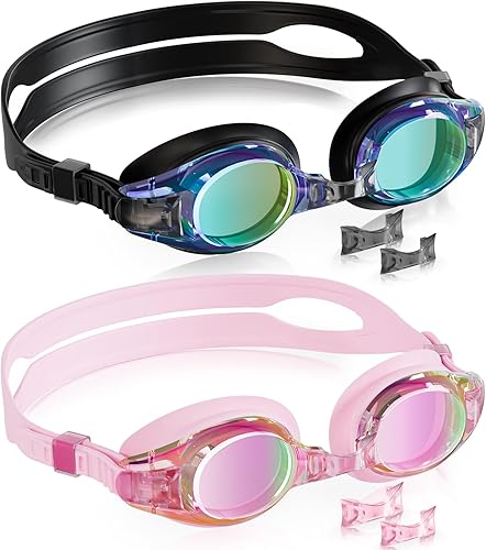 Miniatura 22 de Aegend - Paquete de 2 gafas para niños, gafas de natación para niños de 4 a 16 años, niños y niñas jóvenes, gafas de piscina antivaho, impermeables,