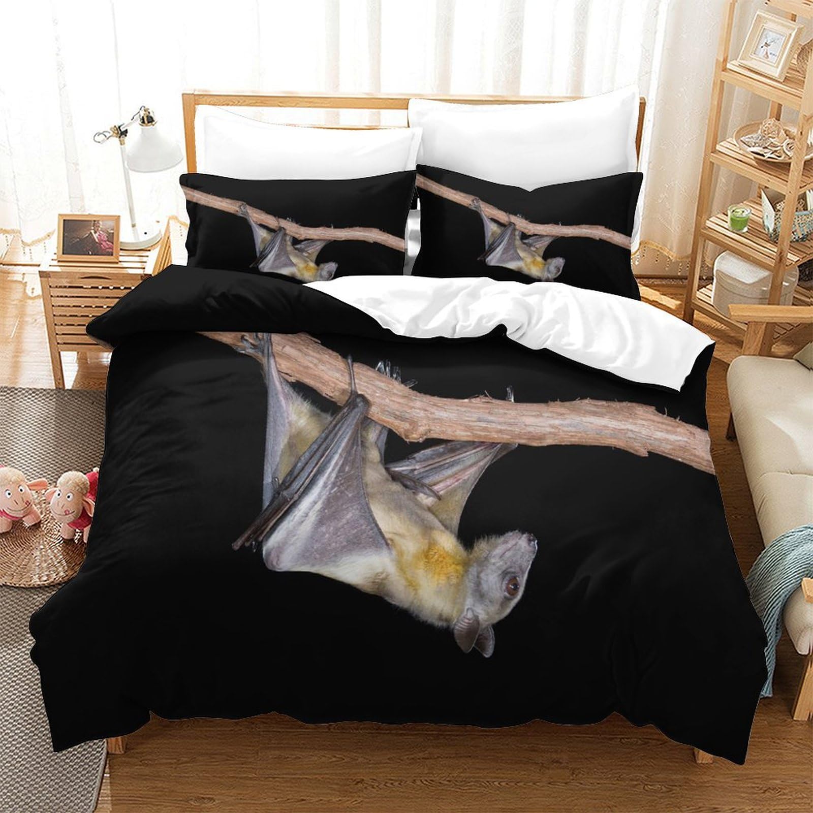 P1S9U7W5Y Trendy 3D Printed Cat Duvet Cover Set 3pcs Microfiber Black Cat Bedding Set Double