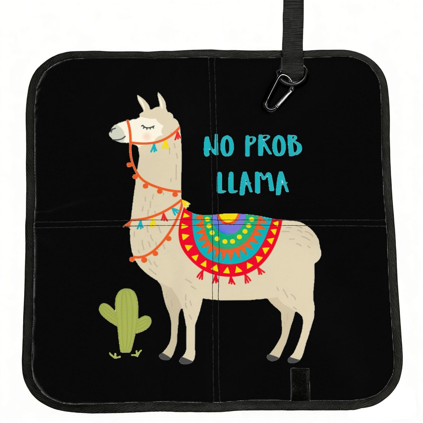 SDEGTHO Cute Cartoon Llama Cactus Printed Foldable Seat Pad with Closure, Lightweight Cushion for Airplane Travel Camping