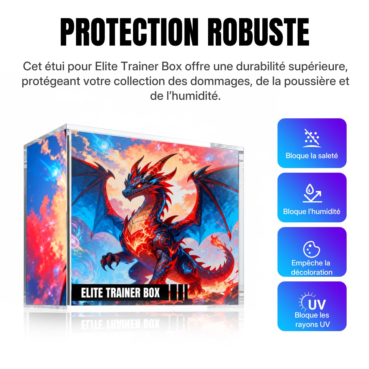 Wigearss Boîte Magnétique de Protection pour Pokémon ETB, Boîte de Rangement en Acrylique Compatible avec Pokémon Elite Trainer Box