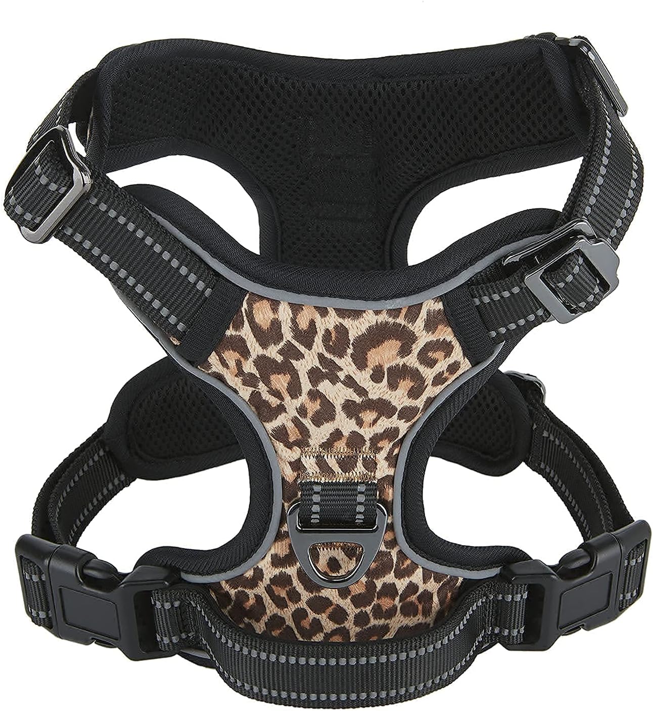 YUDOTE Dog Harness in Leopard Pattern, Reflective Adjustable Pet Vest with No Pull No Choke Front Clip, for Outdoor Training Walking…