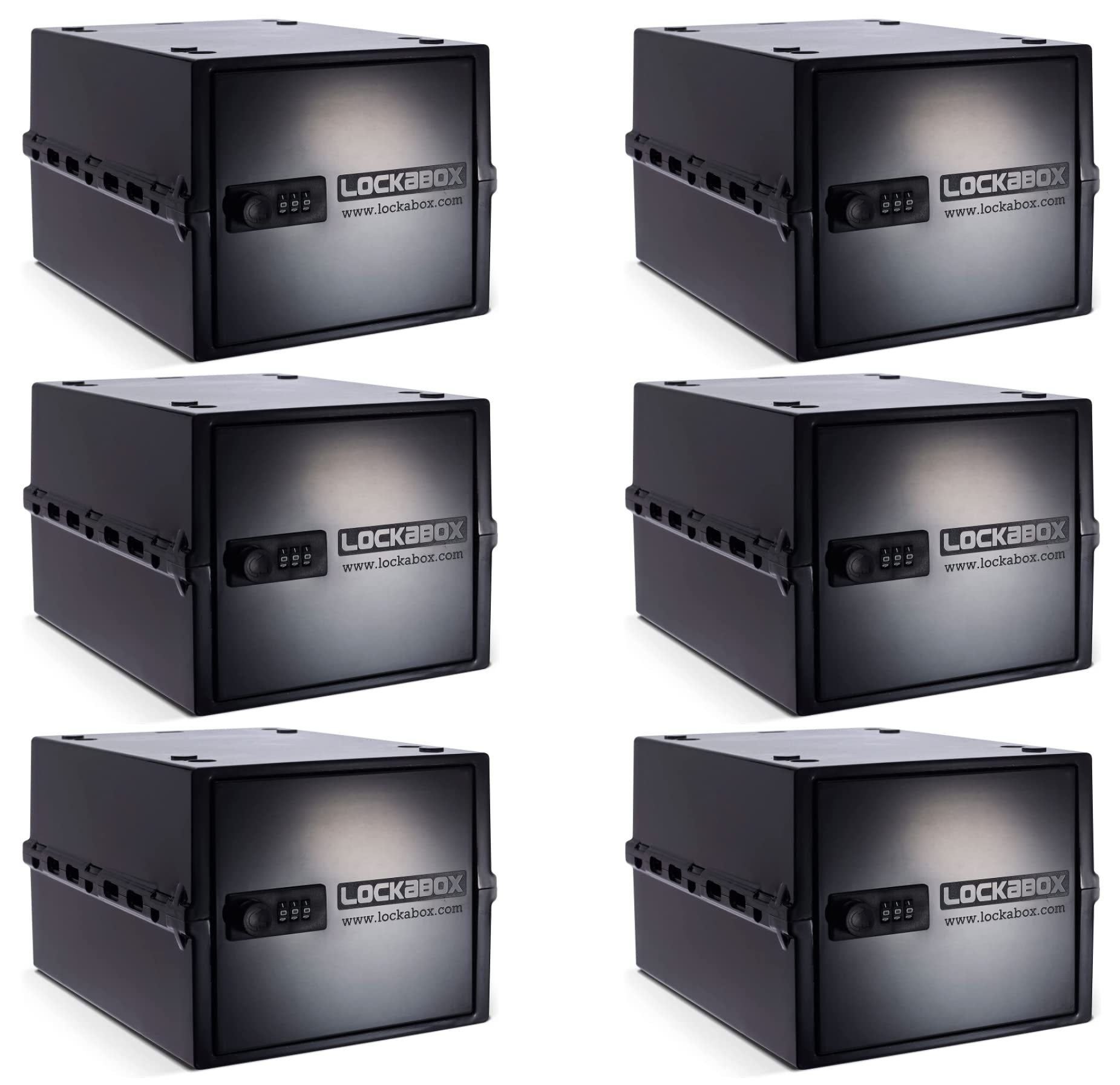 Lockabox One™ Business Bundle | 6 pack | Lockable storage box for healthcare, offices, clinics and schools (Jet)