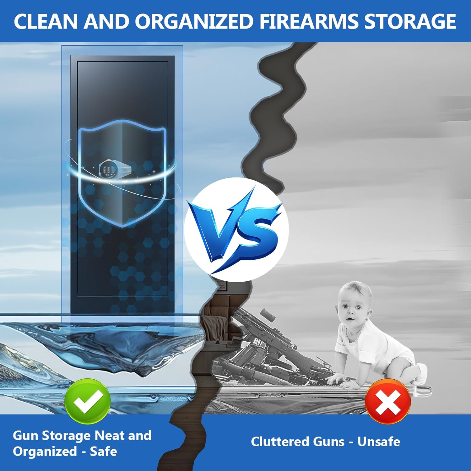 8-12 Gun Safe with Keyboard Lock, Gun Safe for Rifles and Pistols, Heavy-Duty Steel Gun Cabinet with Adjustable Shelf and Gun Rack, Large Gun Locker