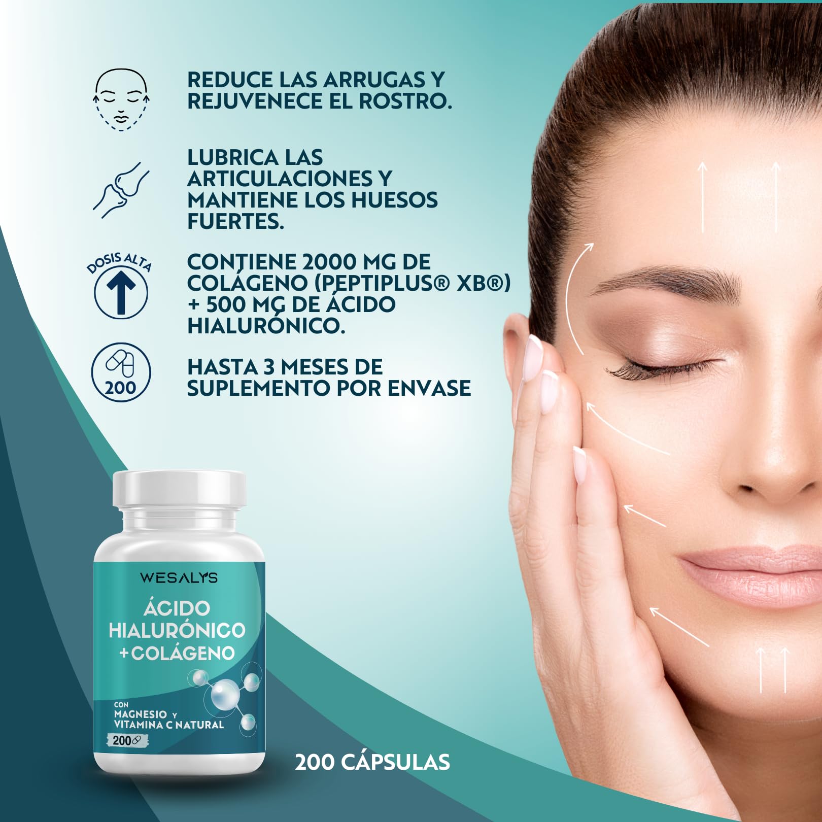 Hyaluron Kollagen Komplex - 200 Kapseln – 2000mg Collagen hochdosiert Angereichert mit Hyaluronsäure, Coenzym Q10, Zink, Vitamin C, Vitamin A, Vitamin E, Magnesium – Laborgeprüft (Packung mit 2)