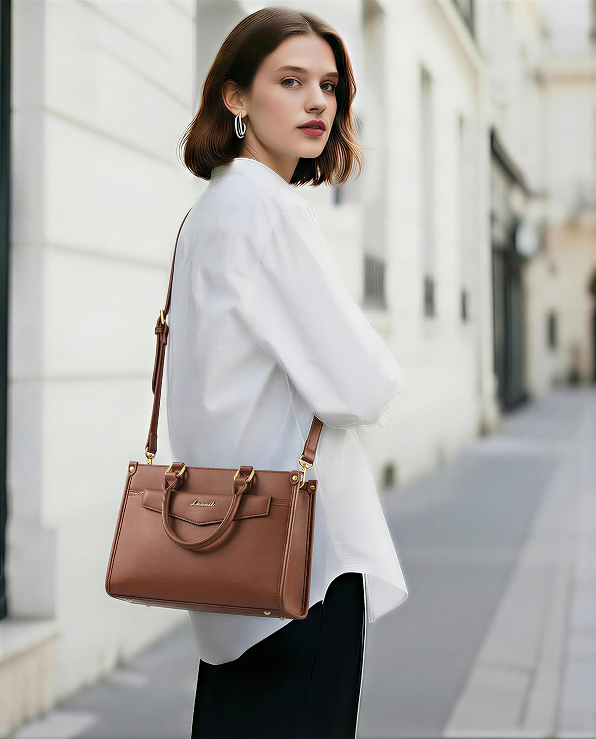 LOVEVOOK Purses and Handbags for Women, Trendy Satchel Tote Purse, PU Leather Crossbody Shoulder Bag Top Handle for Ladies - Image 2