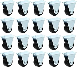 Heavy Duty Rubber Caster Wheel, Fixed Caster Wheel with Rigid Non- Swivel Top Plate Rubber Single Wheel for Furniture- Load- Bearing 10kg/ 22lb Each Caster