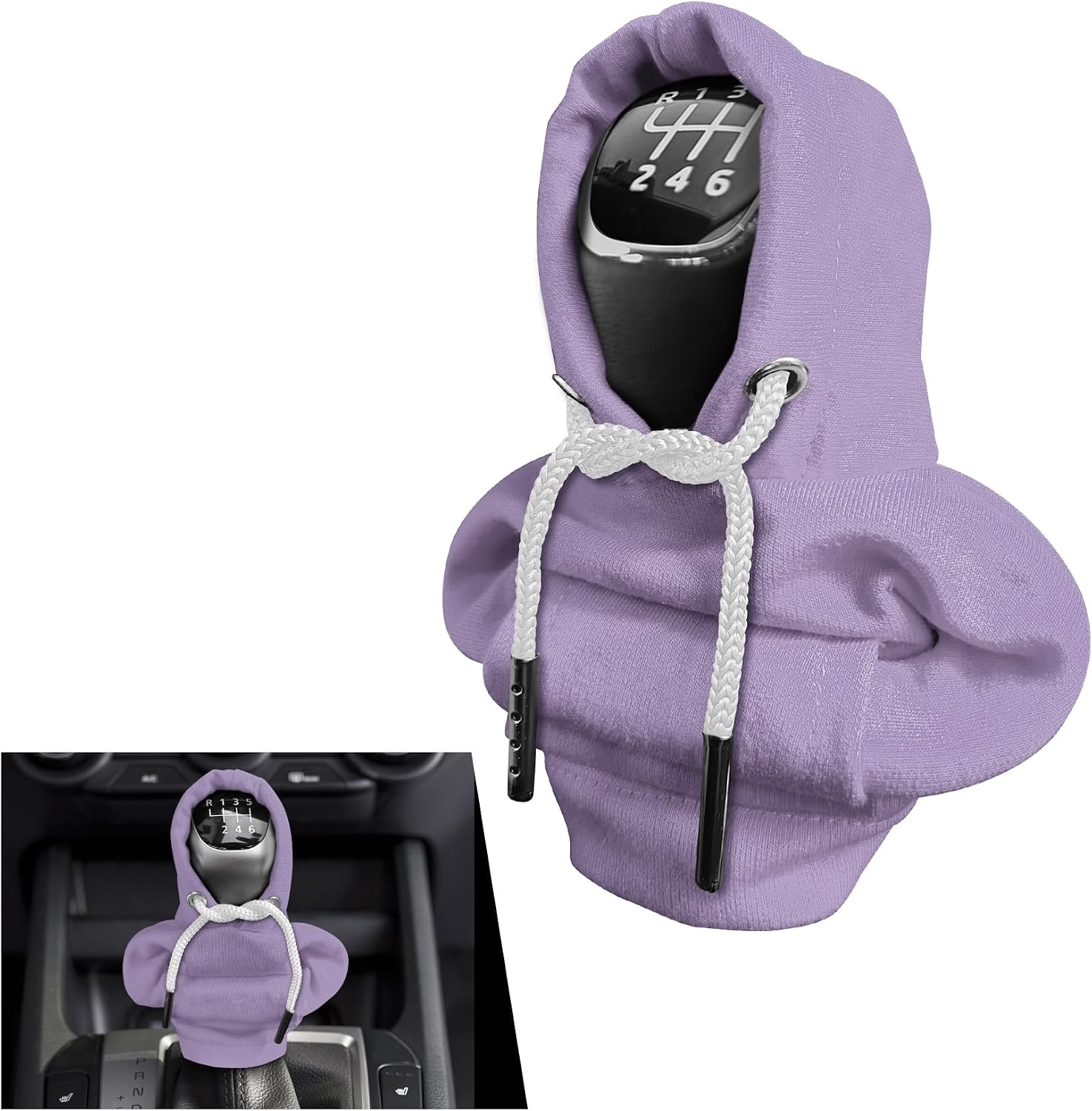 Gear Shift Hoodie, Gears Shift Cover, Universal Automotive Cute Gear Shifter Protector Covers, Funny Hoodie Auto Shift Knob Cover Cute Gear Lever Decor for Men Women (Purple)