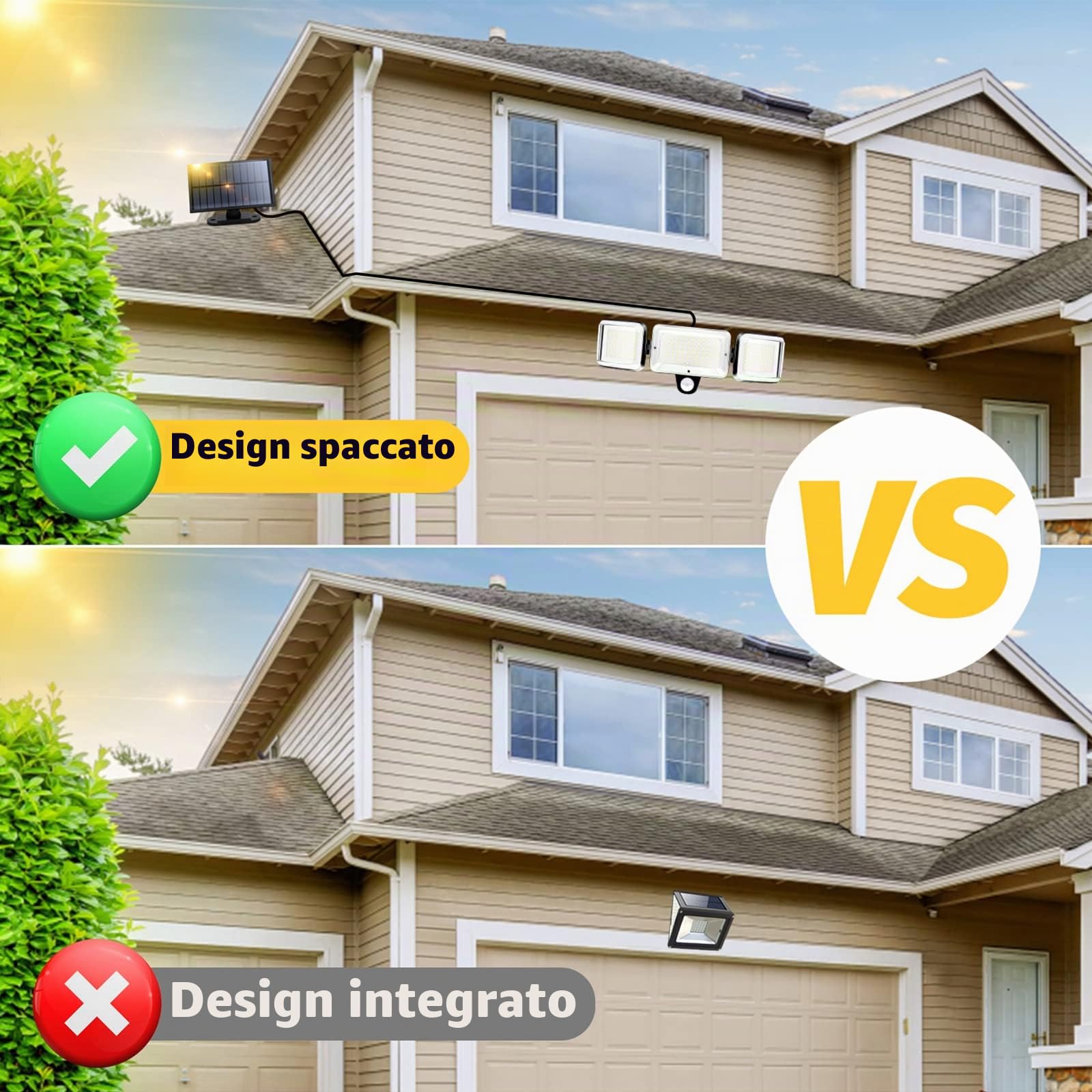2 Pezzi Luce Solare Led Esterno, Lampada Faretto Solare Esterno | con Sensore di Movimento, 224 LEDs, 1600 Lumen, 4 modalità, 5m Cavo, con Telecomando, per Giardino/Posto Auto Coperto