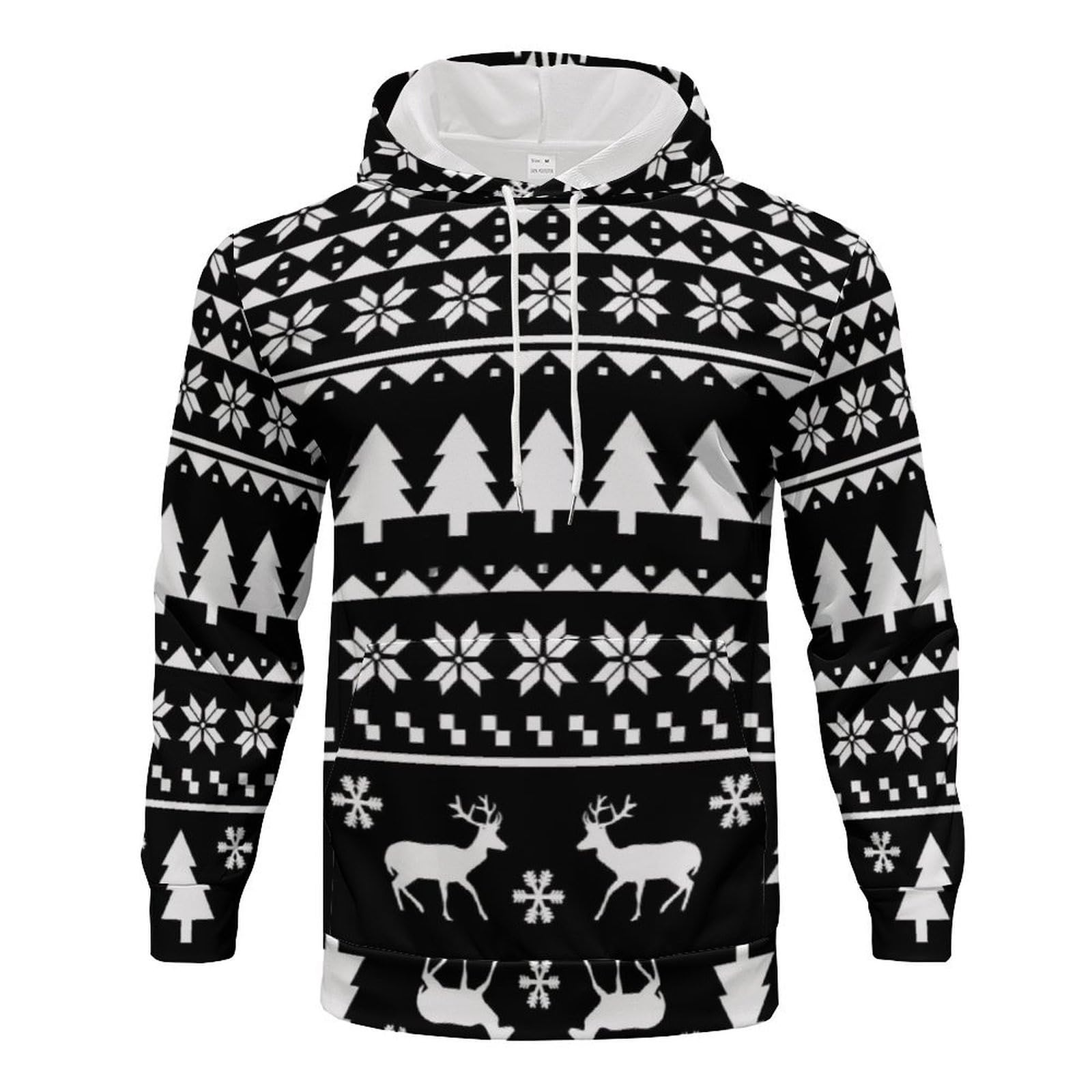 Générique Set di abbigliamento sportivo da uomo 2 pezzi Pantaloni della tuta con cappuccio stampati natalizi casual da uomo