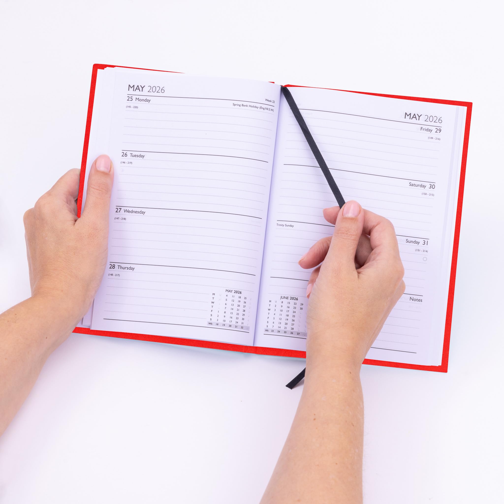 evelay 2026 Diary A5 Week to View Full Year Office Organiser Planner Hardback Diaries - Red - Image 4