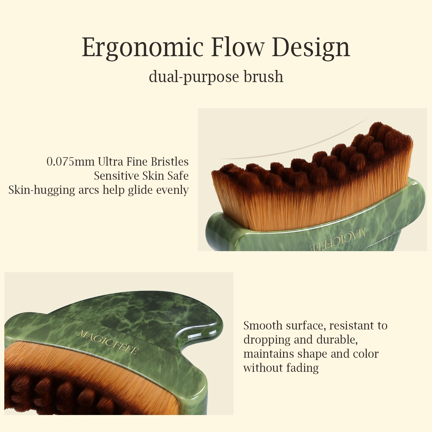 Lymphatic Contour Face Brush, 3‑in‑1 Ultra‑Soft Pure Plant Bristles Brush, Cool‑Touch Imitation Jade Gua‑Sha Edge, Lymphatic Drainage, De‑Puffy, Face Sculpting for Face Neck Scalp, Gift Box image 5