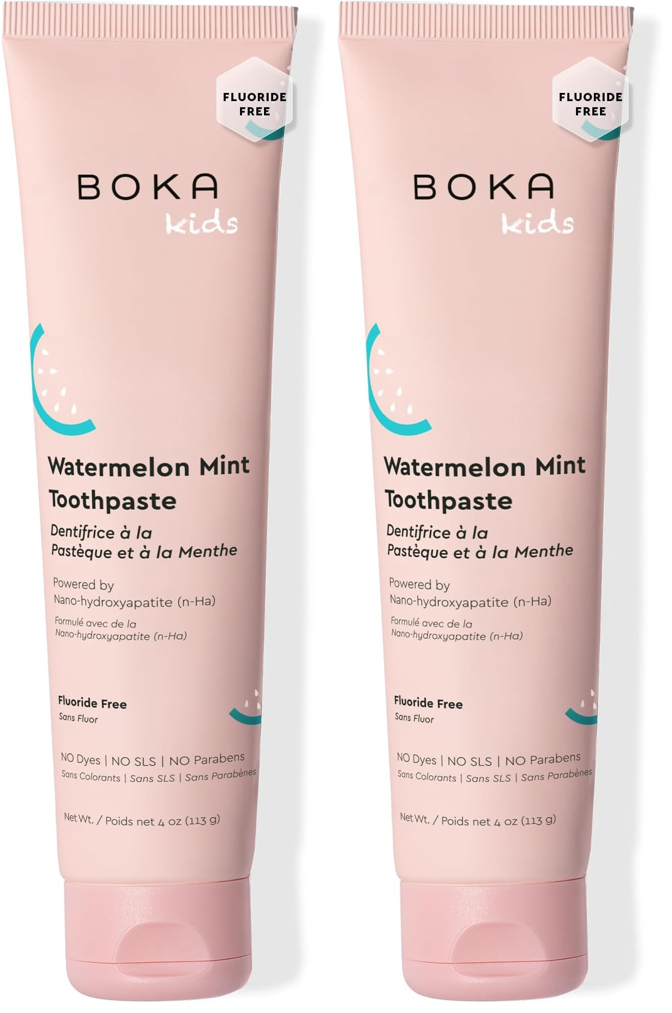 Boka Fluoride Free Toothpaste Nano Hydroxyapatite Toothpaste - Watermelon Mint Flavor, 4 oz 1Pk US Manufactured (Pack of 2)