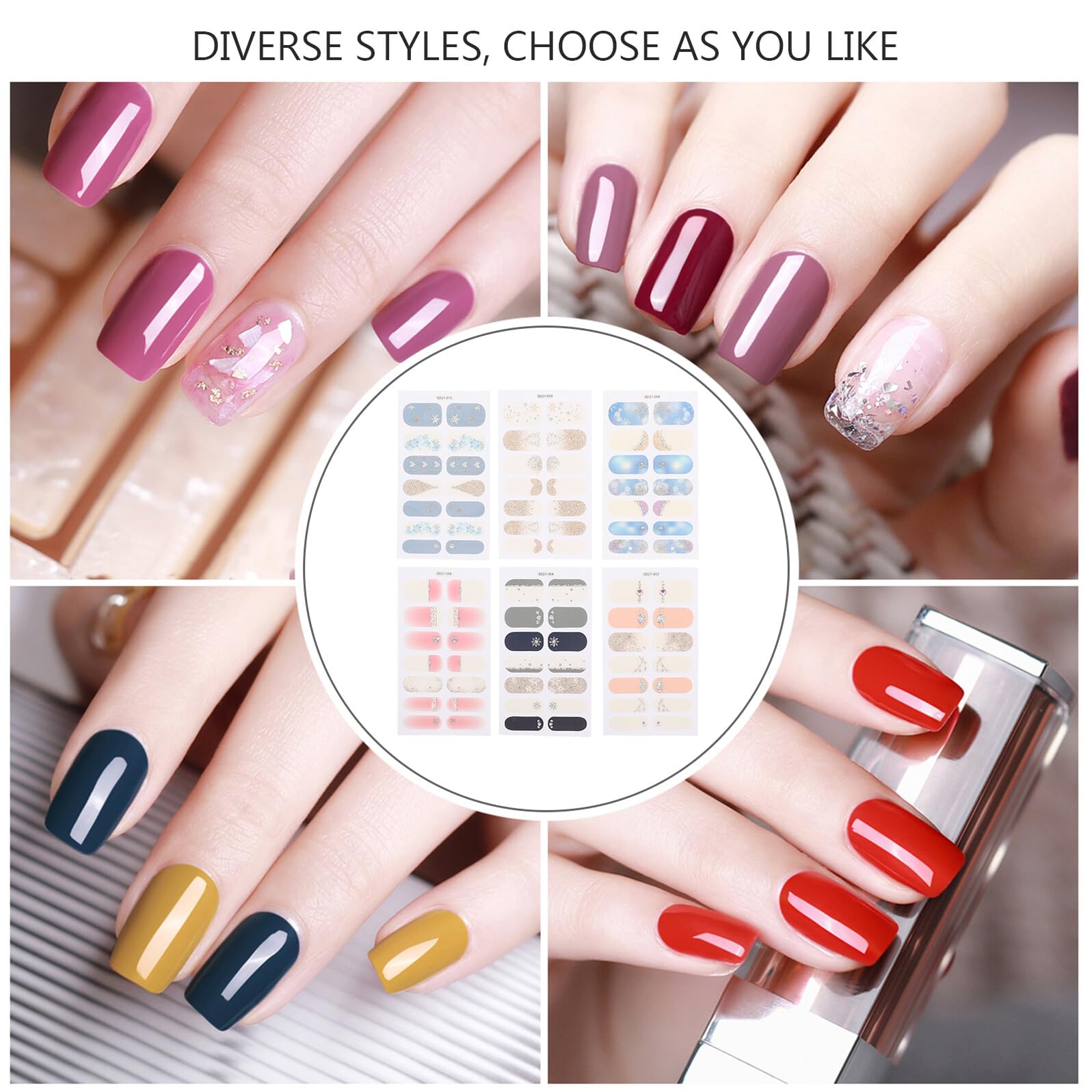 5 Set Adesivi Per Unghie Autoadesivi Con Delicati Per Nail Art Facili Applicare Adatti Per E Te Decorazioni Per Unghie Eleganti E Uniche 6 Fogli*5
