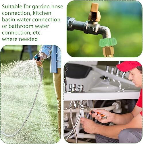 Miniatura 2 de Zonon Manguera corta de jardín de 3 pies, manguera corta de metal para agua, manguera corta de acero inoxidable resistente con accesorio de metal,