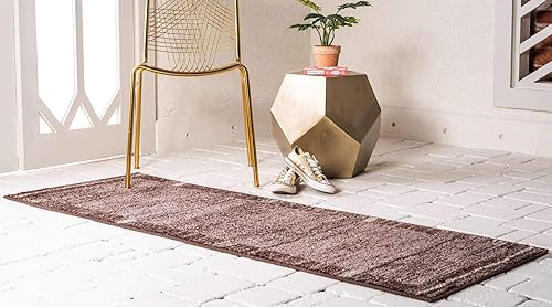 Miniatura 2 de Unique Loom - Tapete con diseño abstracto, informal, moderno y contemporáneo de la colección otoñal, alargado de 2 x 6 pies, diseño en color marrón