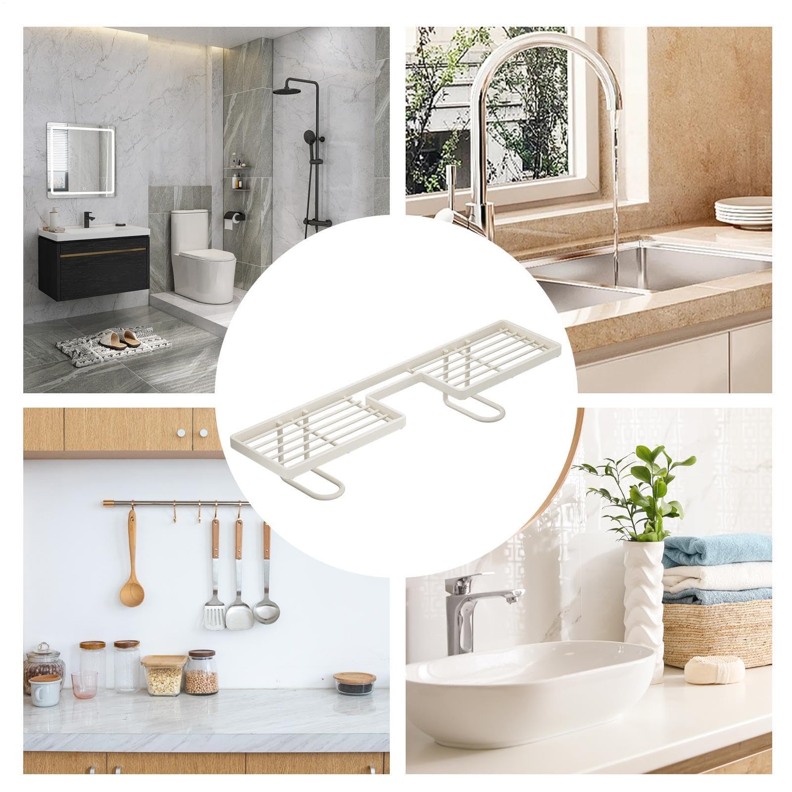 Soporte De Almacenamiento Grifo - Estante Sobre Fregadero De Acero Al Carbono Sin Taladro | Estante Para Fregadero De Cocina Sobre Grifo | Para Armarios, Inodoro, , Hogar, Baño, Ducha, Apartamento y B