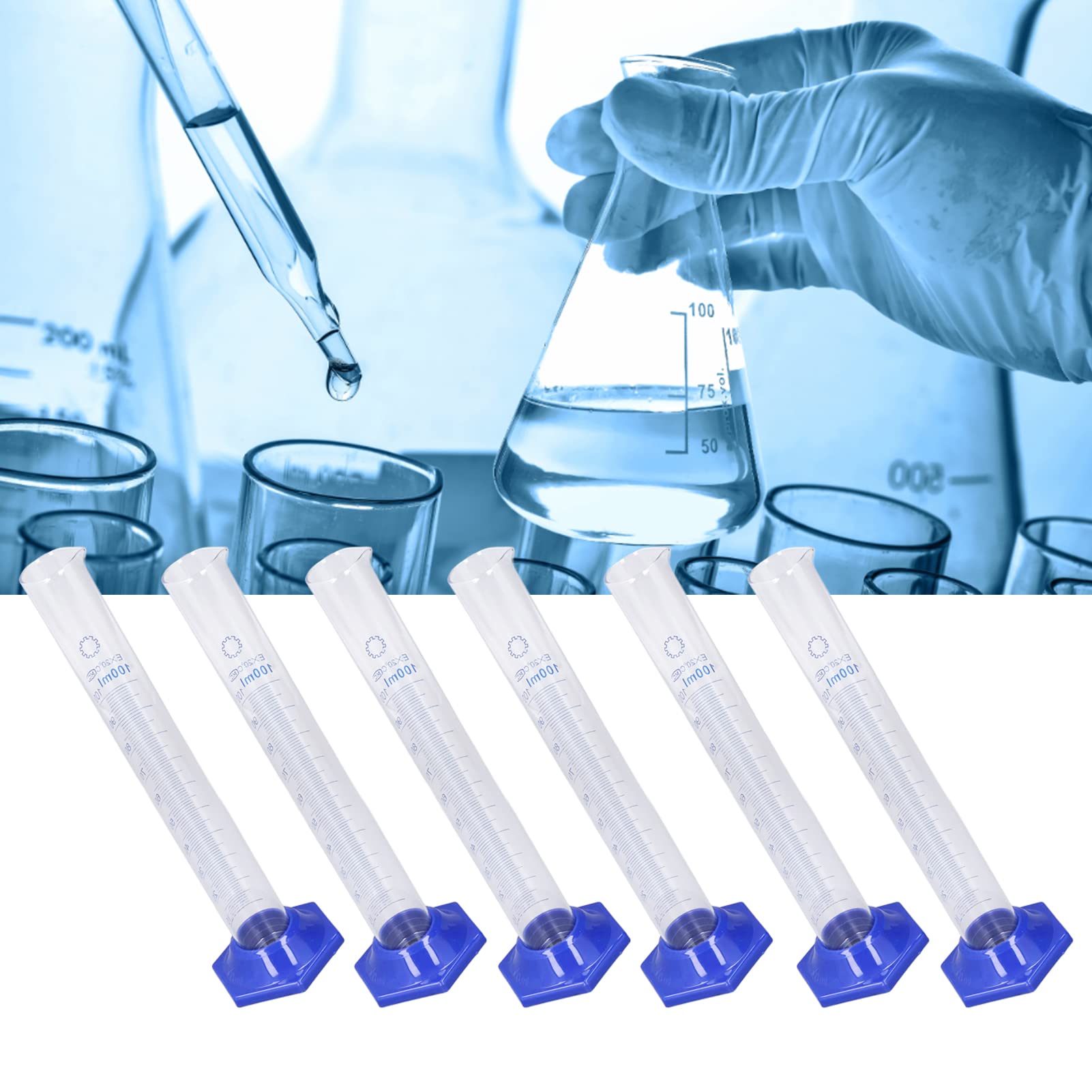Cilindro graduato da 10 pezzi 100 ml, cilindro graduato in vetro borosilicato, cilindro graduato in vetro per progetti di laboratorio e cucine