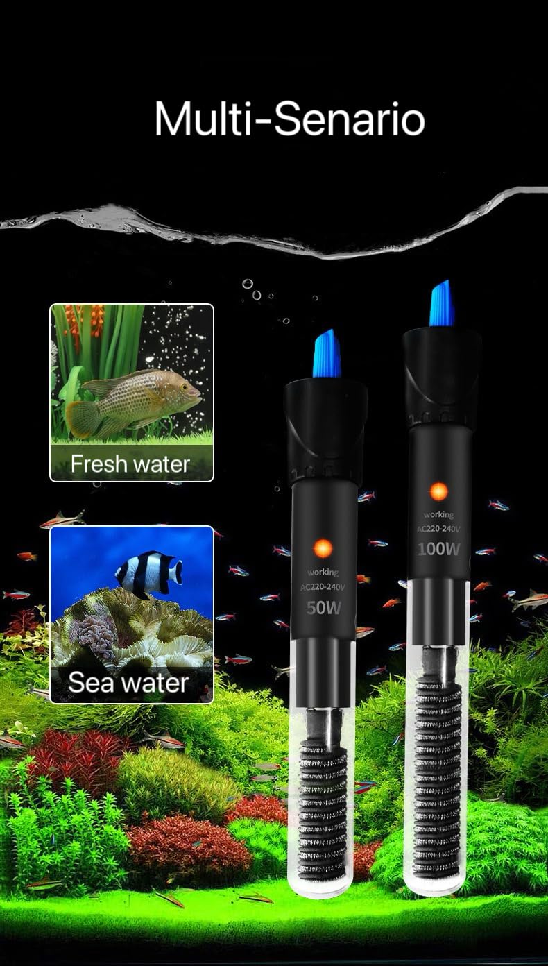 Classic Riscaldatore per Acquario per Pesci e Tartarughe Riscaldamento dell'acquario Riscaldatore Regolabile 100W