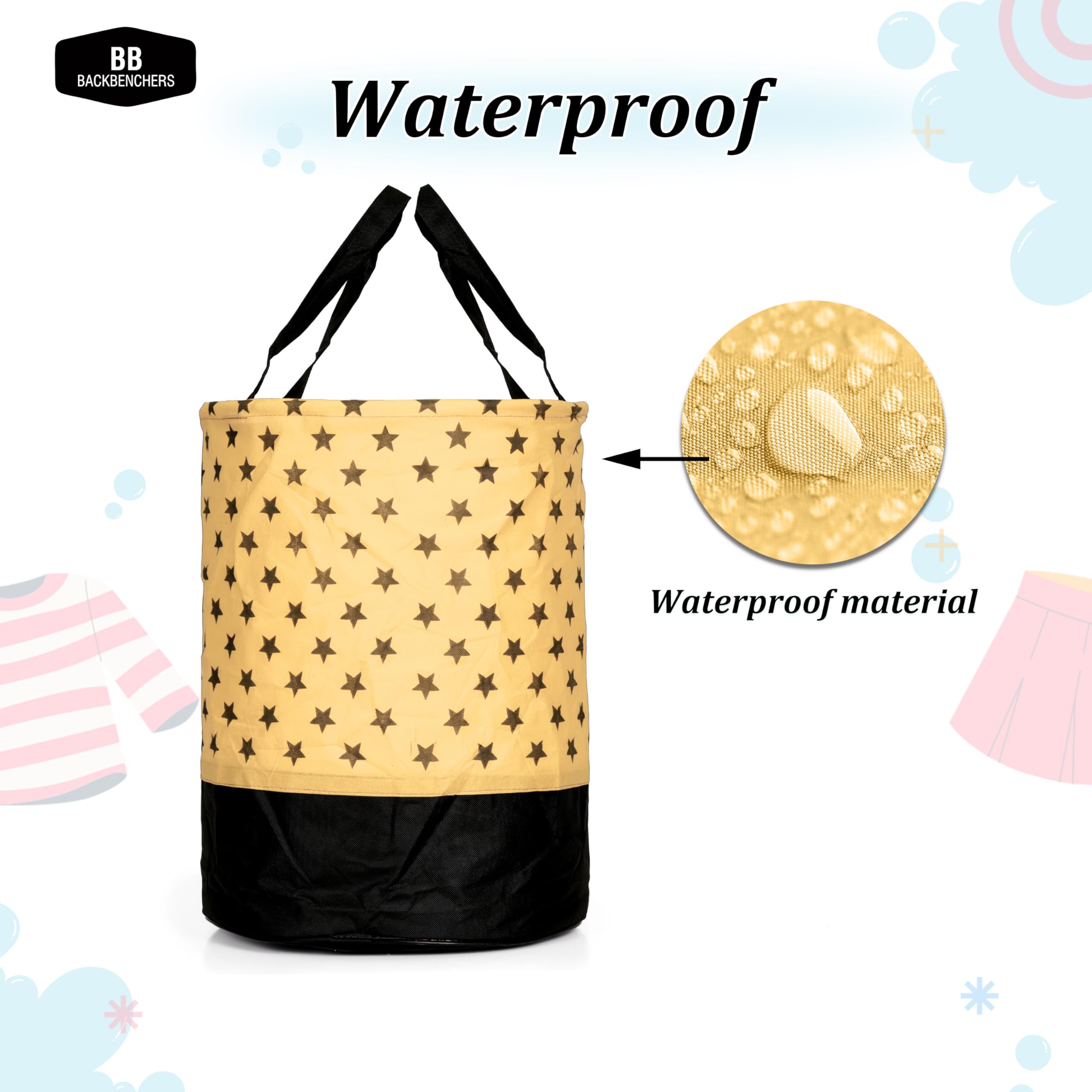 BB BACKBENCHERS Heavy Duty Laundry Basket | Large Round Collapsible Storage Hamper | for Blankets, Toys & Laundry | Foldable Home Organizer for Dorm, Apartment | Brown 3