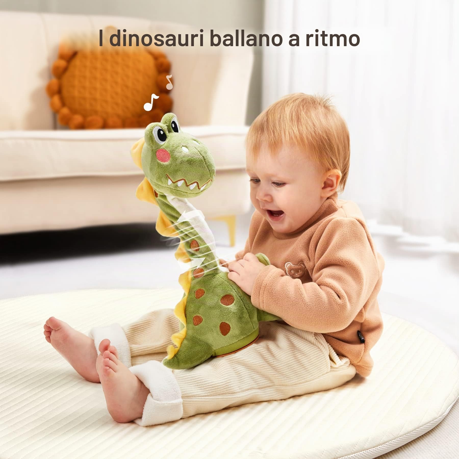 TUMAMA KIDS Giocattoli Bambino, Dinosauro che balla e ripete, Peluche Parlante, Giochi Bambini 1 2 3 anni maschio femmina, Giocattolo Musicale Animali interattivi, Regalo per neonati