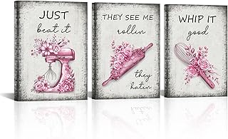 RnnJoile Bakery Wall Art Pink and Grey Kitchen Picture Prints on Canvas ...