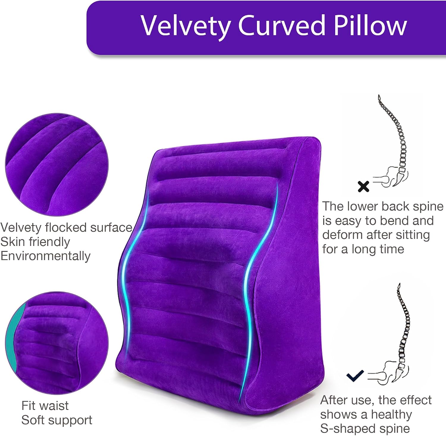 Curved Sex Pillow, Sex Toy Sex Furniture Inflatable, Velvety Sex Cushion Sex Position Pillow, Sex Toys for Couples Comfort, Deeper Penetration Couples Sex Toys Pillow for Bedroom