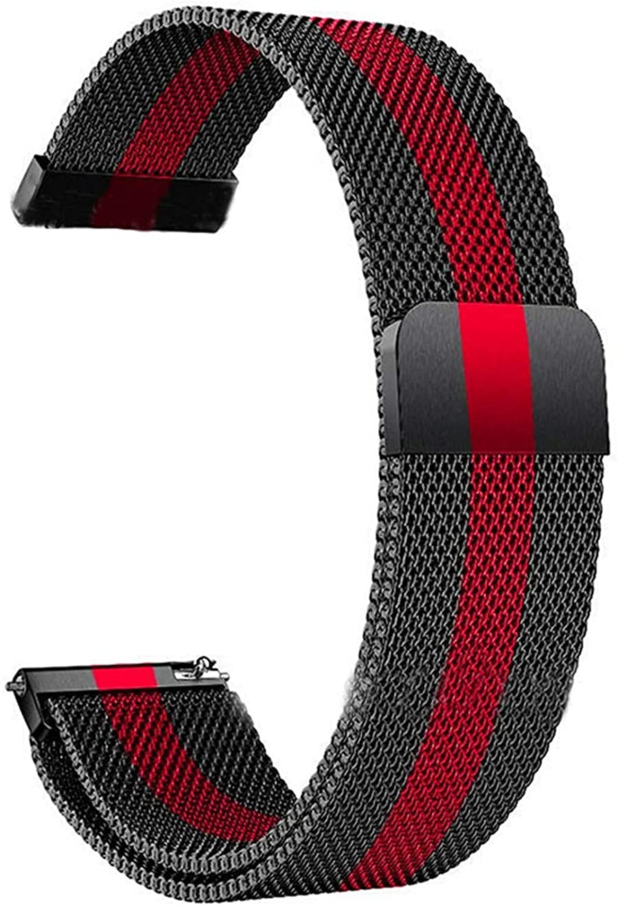 Compatible with Huawei Watch Fit Watch band, Milanese Loop Magnetic Stainless Steel Replacement Wrist Strap Bracelet Watch Band for Huawei Watch Fit (Red + Black)