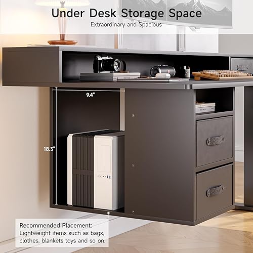 Miniatura 3 de ONBRILL - Escritorio de pie con cajones, escritorio eléctrico para trabajar de pie de 55x24 pulgadas con 3 cajones y estante de almacenamiento